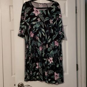 Comfortable Cotton Navy Floral Swing Dress